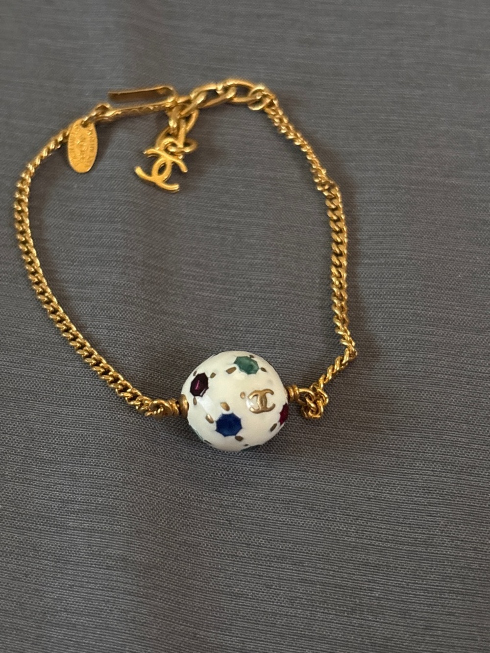 Authentic Chanel Soccer Ball Gold Chain Bracelet 98’